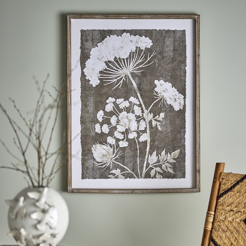 Tableau mural avec cadre en bois et motif floral Bloomingville - Annis 