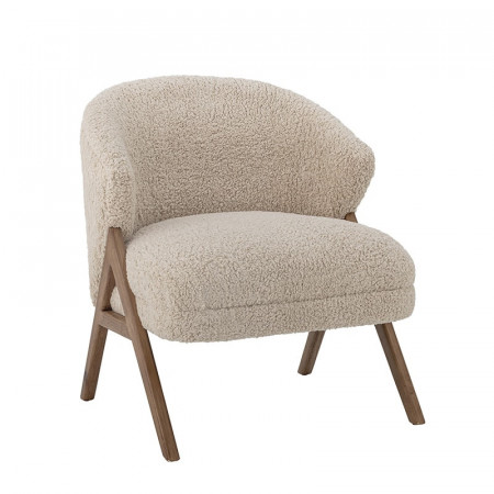 Fauteuil en tissu bouclé et pieds en bois style scandinave Bloomingville - Camino 