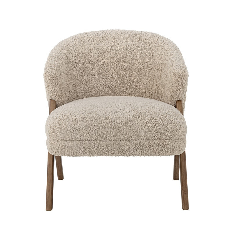 Fauteuil en tissu bouclé et pieds en bois style scandinave Bloomingville - Camino 