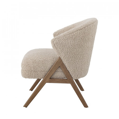 Fauteuil en tissu bouclé et pieds en bois style scandinave Bloomingville - Camino 