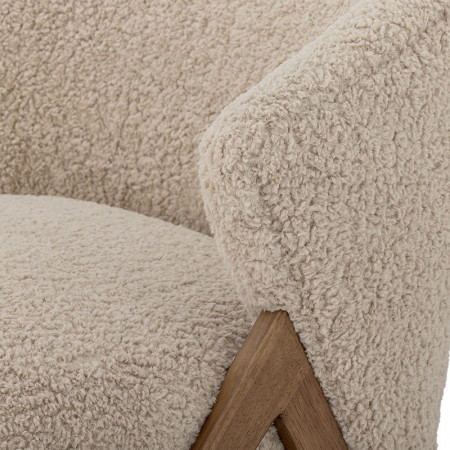 Fauteuil en tissu bouclé et pieds en bois style scandinave Bloomingville - Camino 