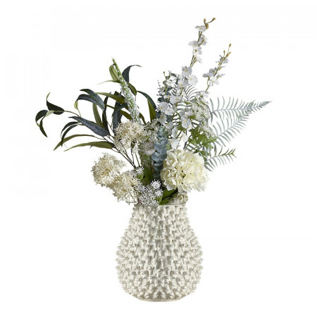 Bouquet de fleurs artificielles réalistes tons blancs champêtre Bloomingville - Symphonie 