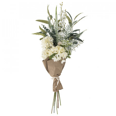Bouquet de fleurs artificielles réalistes tons blancs champêtre Bloomingville - Symphonie 