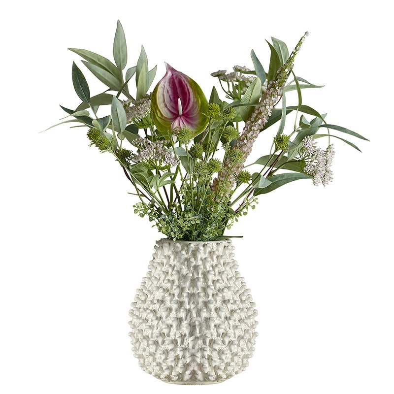 Bouquet de fleurs artificielles réalistes tons verts et roses champêtre Bloomingville - Blush 