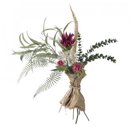 Bouquet de fleurs artificielles réalistes tons verts et violets feuillage Bloomingville - Crown 