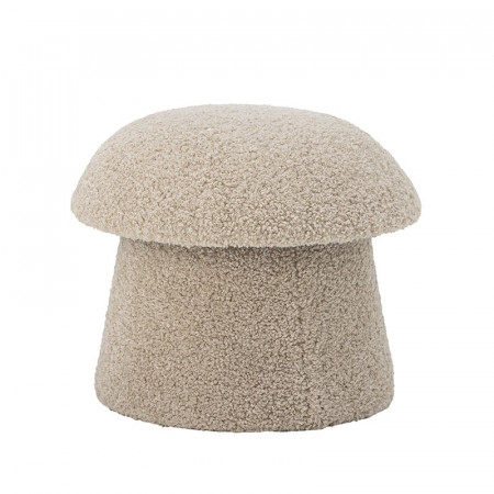 Pouf coffre forme champignon en tissu bouclé beige style scandinave - Bocca 