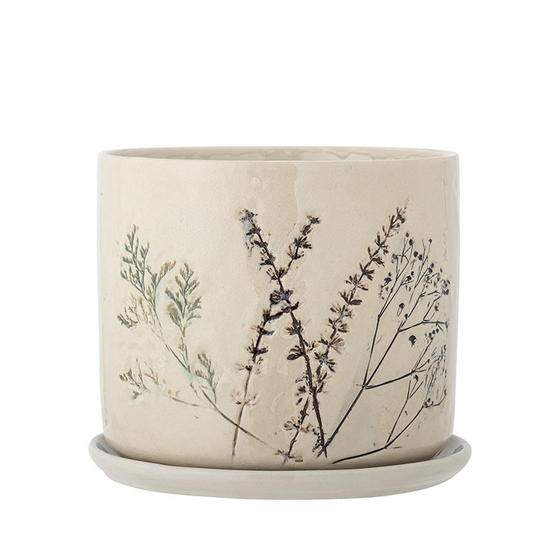 Pot en grès motif floral peint à la main Bloomingville - Bea 