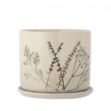 Pot en grès motif floral peint à la main Bloomingville - Bea 