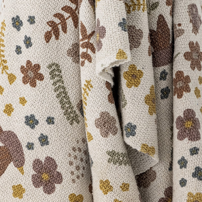 Plaid en coton recyclé rose avec motifs floraux enfant Bloomingville - Kristine 