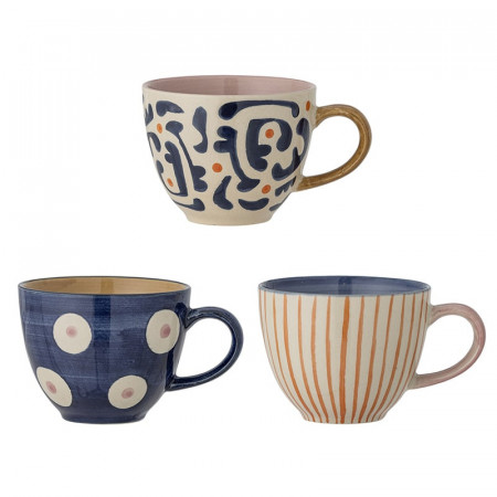 Lot de 3 tasses en grès tons bleus Bloomingville - Eviaya 