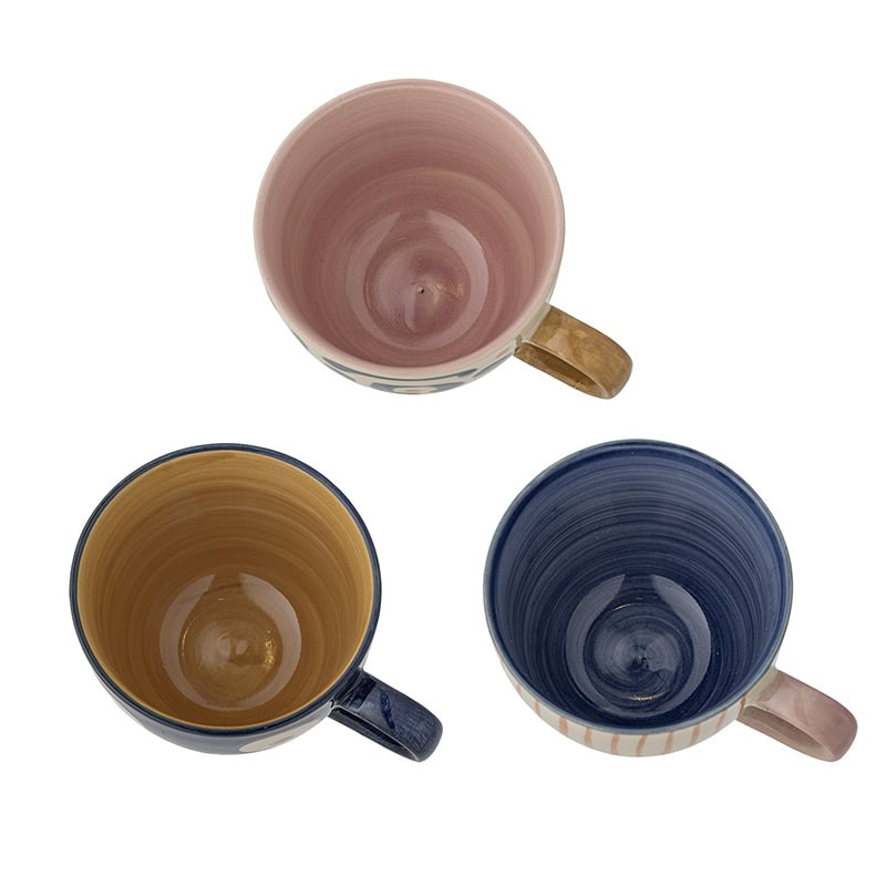 Lot de 3 tasses en grès tons bleus Bloomingville - Eviaya 