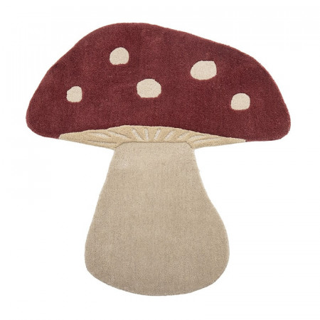 Tapis en laine champignon beige et rouge pour chambre d'enfant Bloomingville - Mushroom 