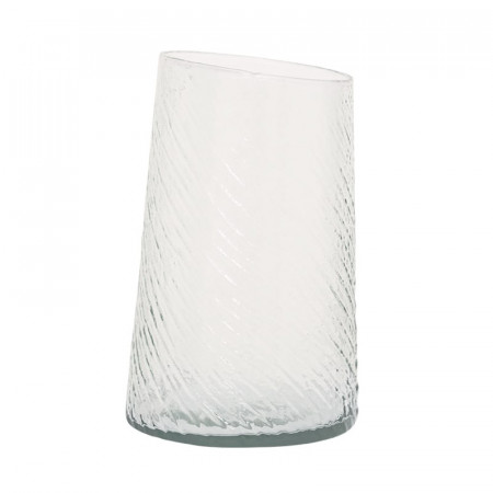 Vase en verre recyclé transparent nervuré et biseauté Urban Nature Culture - Flyt 
