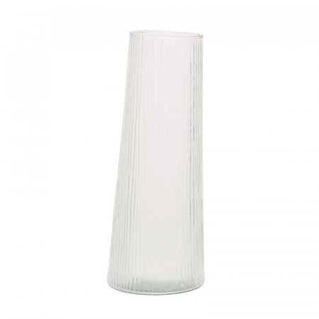 Vase long en verre recyclé transparent motif gaufré Urban Nature Culture - Havet 