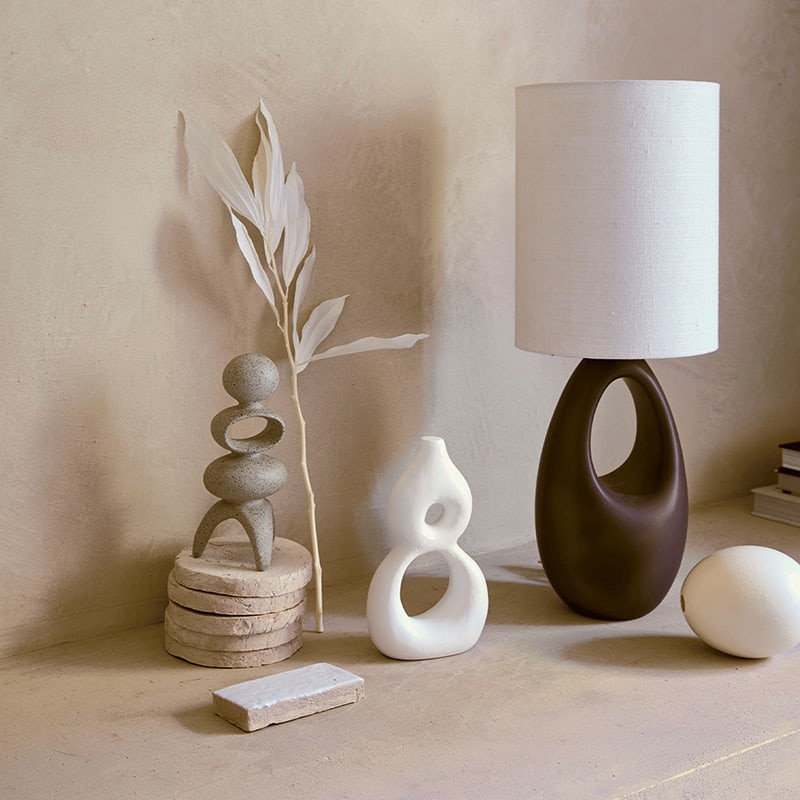 Lampe design marron abat-jour en tissu beige Urban Nature Culture - Re-Discover 