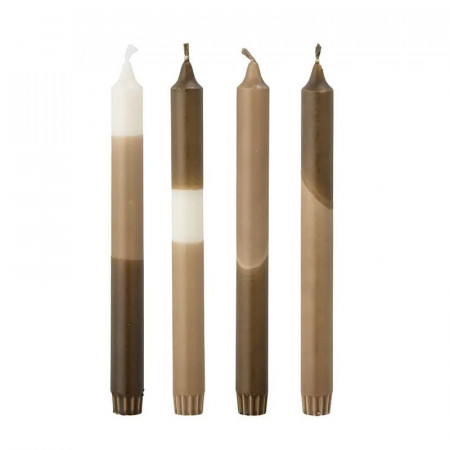Lot de 4 bougies nuances marron - Dip dye 
