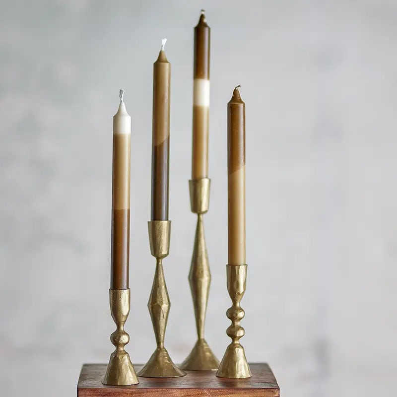 Lot de 4 bougies nuances marron - Dip dye 