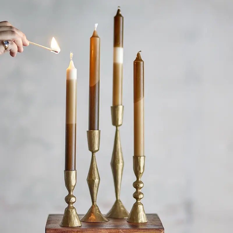 Lot de 4 bougies nuances marron - Dip dye 