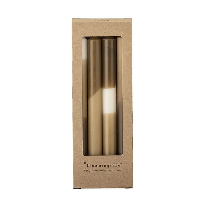 Lot de 4 bougies nuances marron - Dip dye 