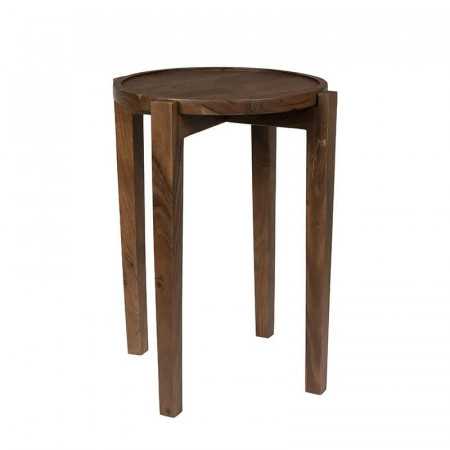 Table d'appoint finition noyer plateau rond amovible - Shane 