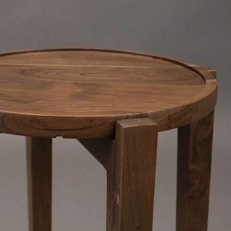 Table d'appoint finition noyer plateau rond amovible - Shane 