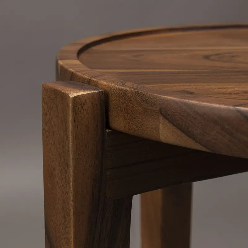 Table d'appoint finition noyer plateau rond amovible - Shane 