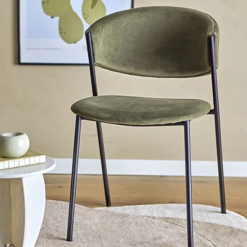 Chaise en velours kaki - Marlo 