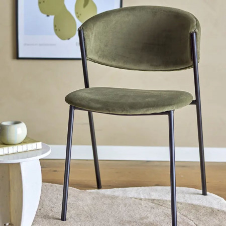 Chaise en velours kaki - Marlo 