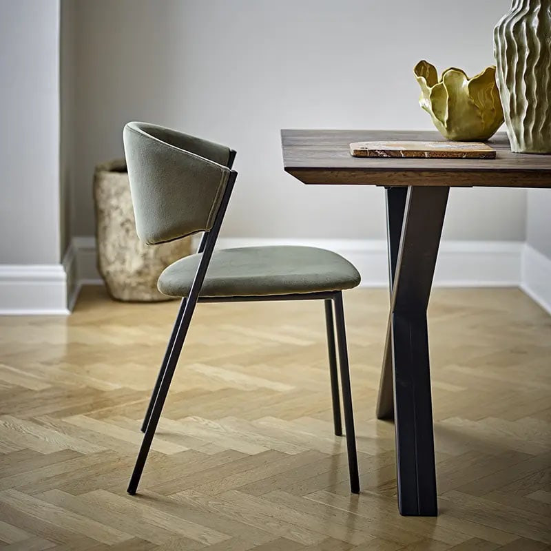 Chaise en velours kaki - Marlo 