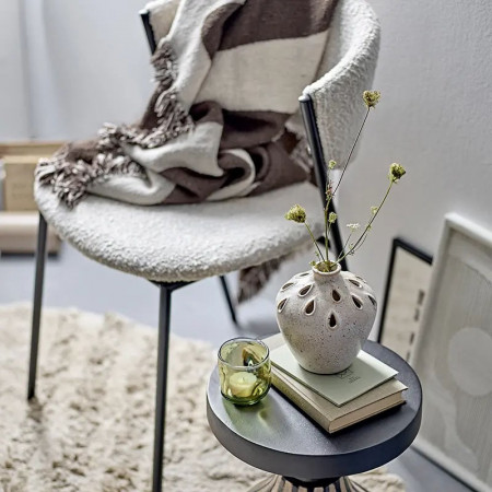 Chaise tissu bouclette blanche - Marlo 