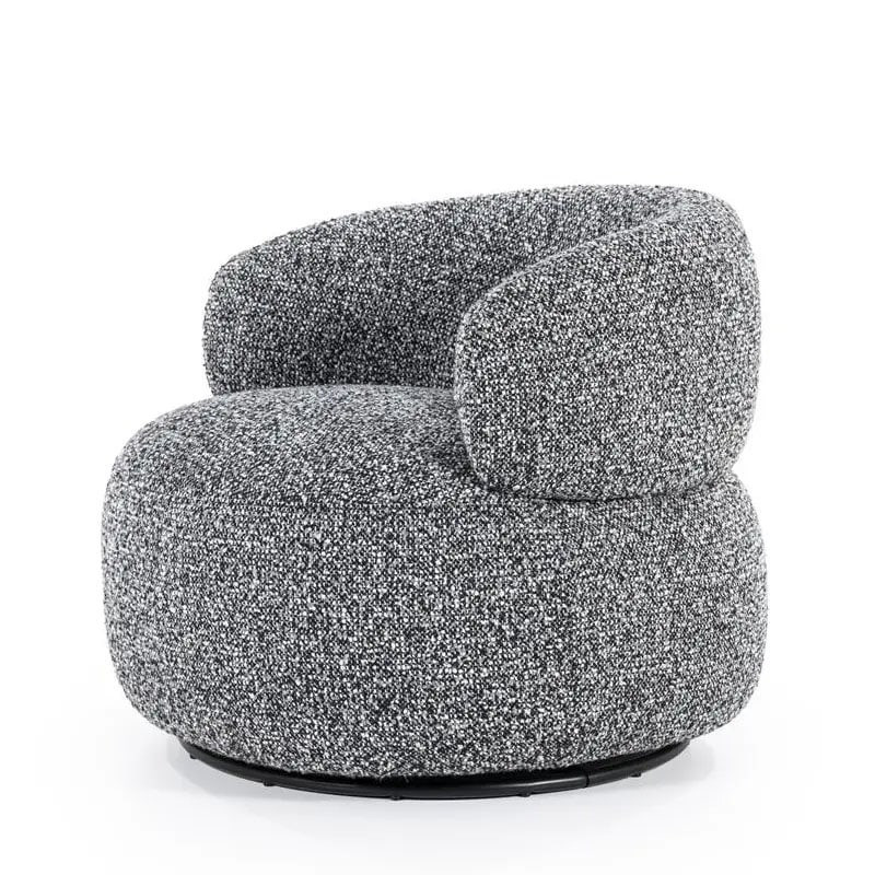 Fauteuil rond tissu gris design pivotant - Mae 