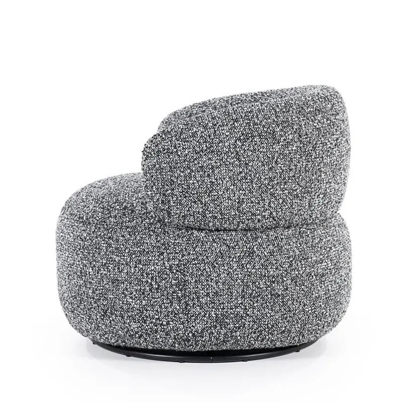Fauteuil rond tissu gris design pivotant - Mae 