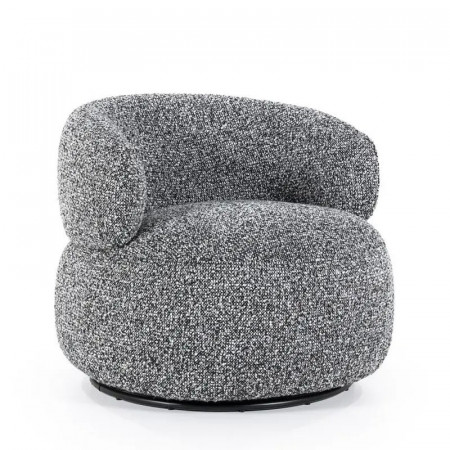 Fauteuil rond tissu gris design pivotant - Mae 