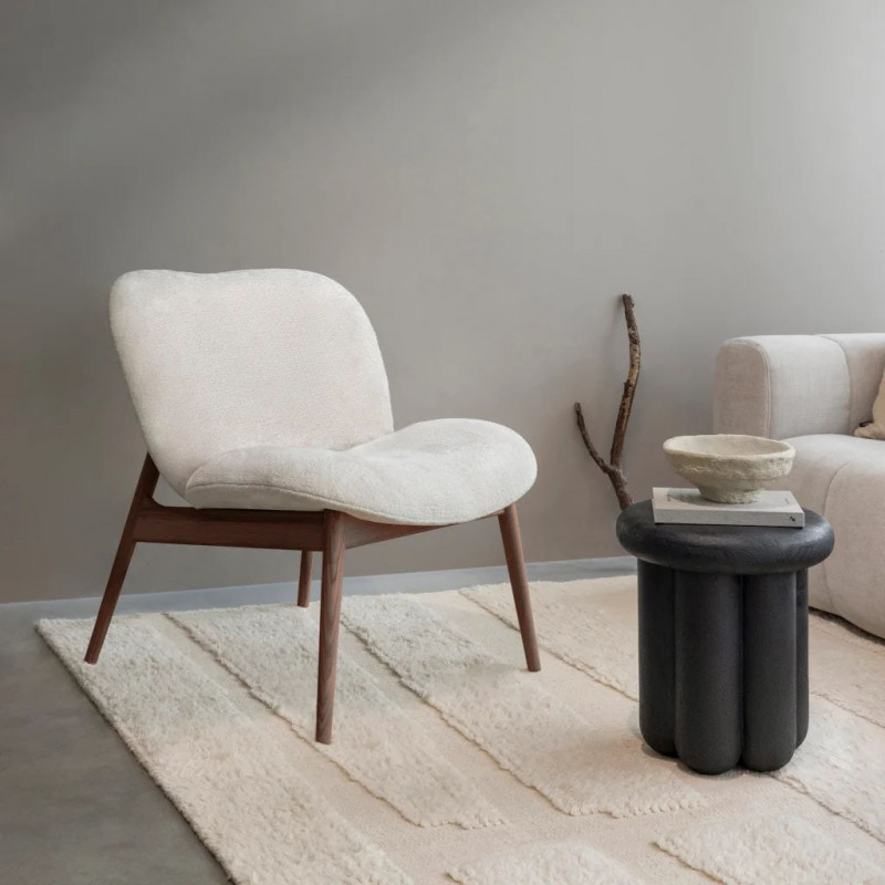 Fauteuil design beige piétement noyer - Kneel 