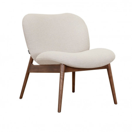 Fauteuil design beige piétement noyer - Kneel 