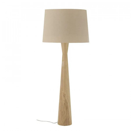 Lampadaire en bois et abat-jour blanc - Leonor 