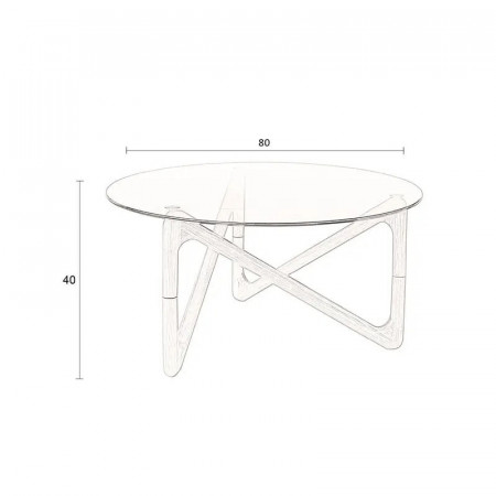 Table basse ronde verre fumé pied noyer design - Naia 