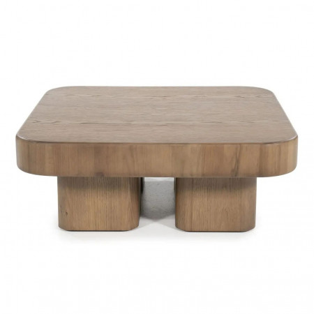 Table basse carrée organique bois finition noyer - Nai 