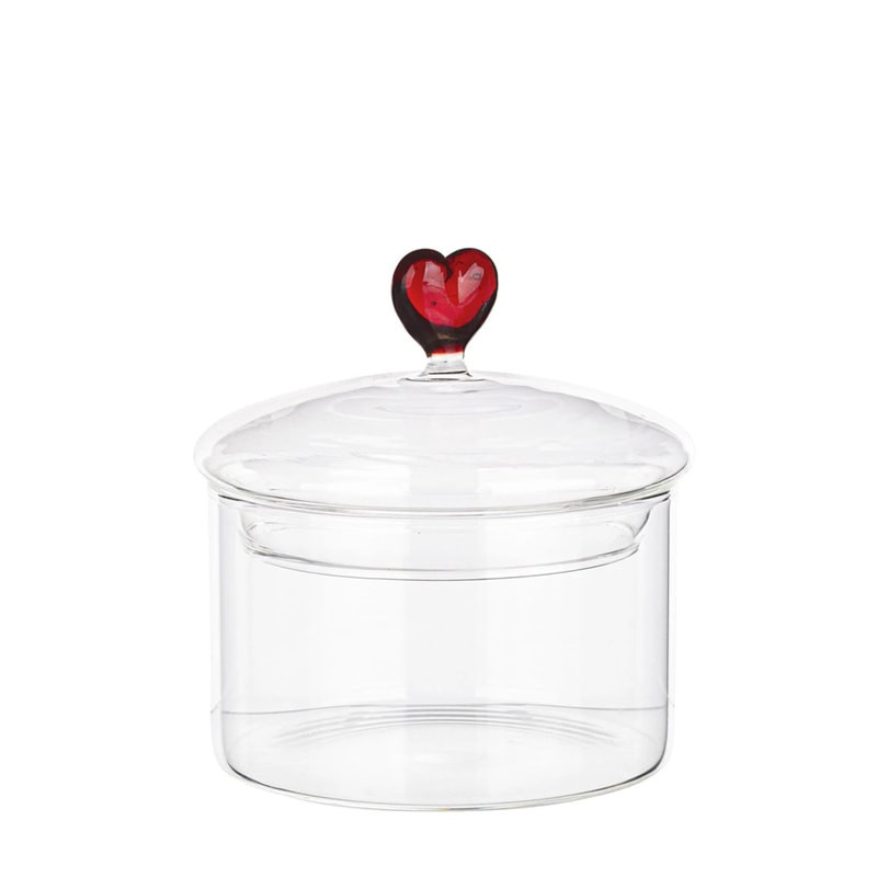 Bonbonnière H 11 cm en verre transparent coeur - Veloria 
