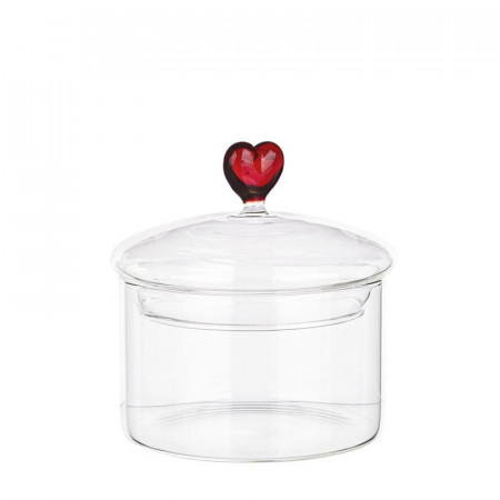 Bonbonnière H 11 cm en verre transparent coeur - Veloria 