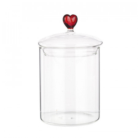 Bonbonnière H 16 cm en verre transparent coeur - Veloria 