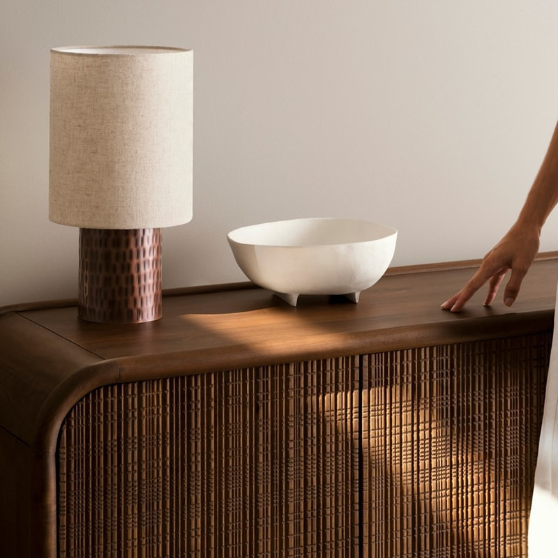 Buffet 4 portes en bois de manguier finition marqueté - Sanoa 