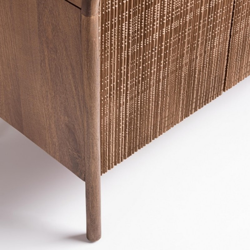 Buffet 4 portes en bois de manguier finition marqueté - Sanoa 