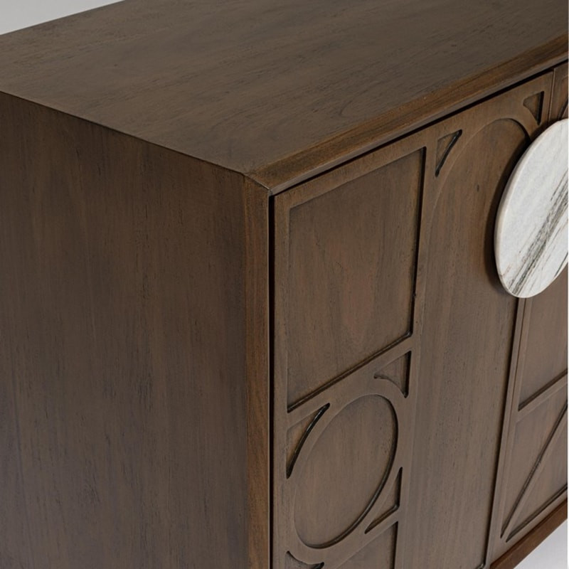 Buffet 4 portes en bois d'acacia et marbre - Hemson 