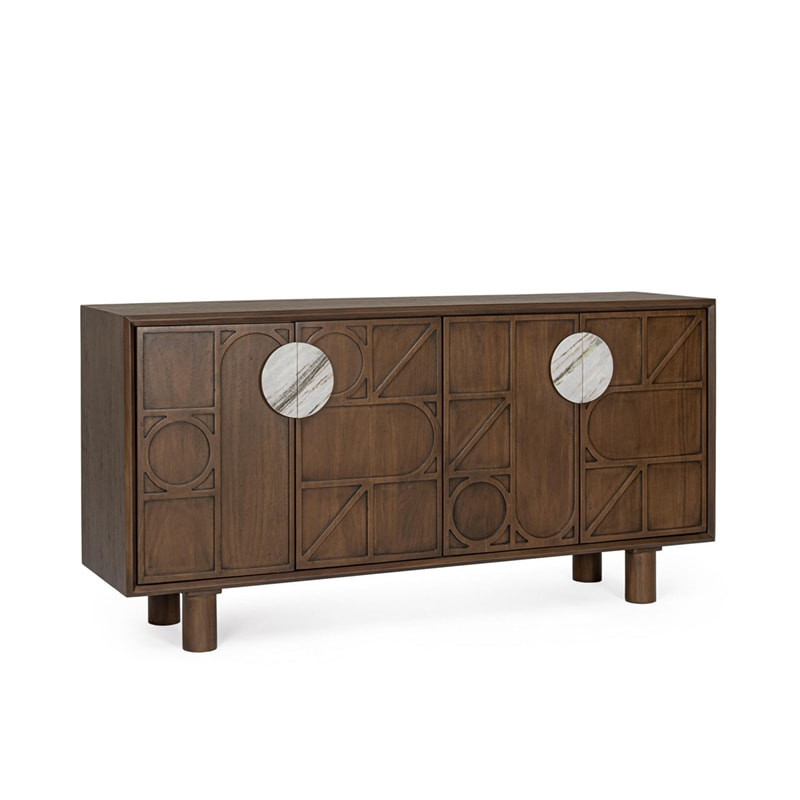 Buffet 4 portes en bois d'acacia et marbre - Hemson 