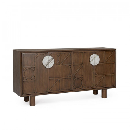 Buffet 4 portes en bois d'acacia et marbre - Hemson 