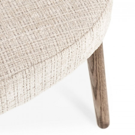 Chaise rembourrée en tissu effet chenille beige - Iluna 