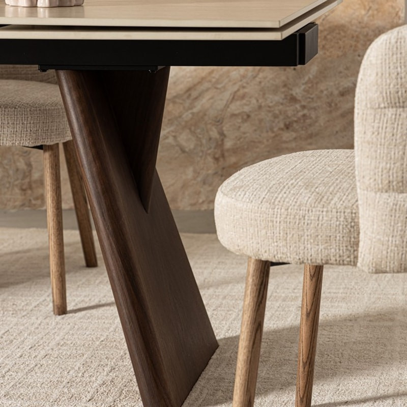 Chaise rembourrée en tissu effet chenille beige - Iluna 