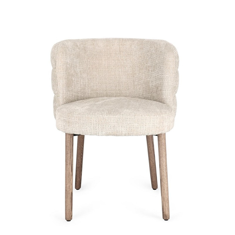 Chaise rembourrée en tissu effet chenille beige - Iluna 