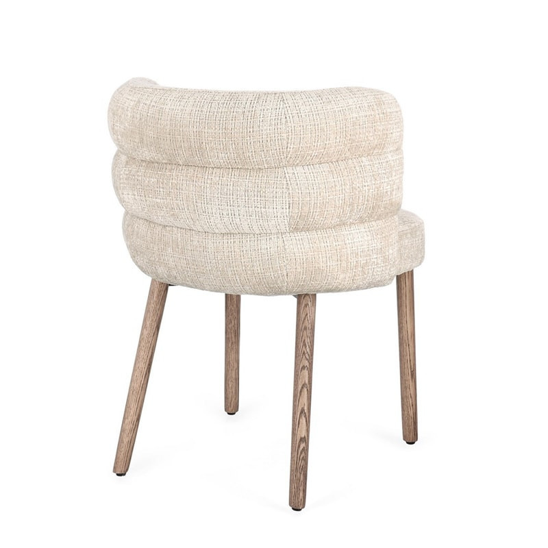 Chaise rembourrée en tissu effet chenille beige - Iluna 